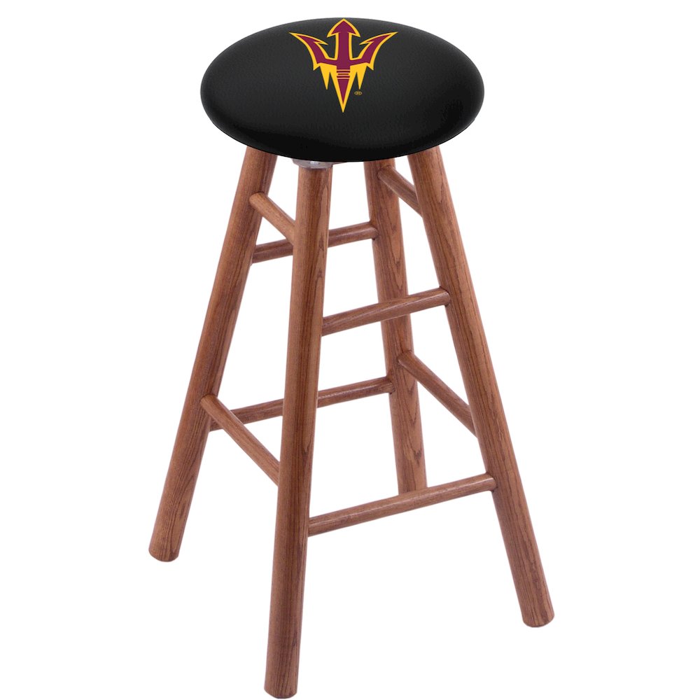Oak Bar Stool in Medium Finish with Arizona State (Pitchfork) Seat. Picture 1