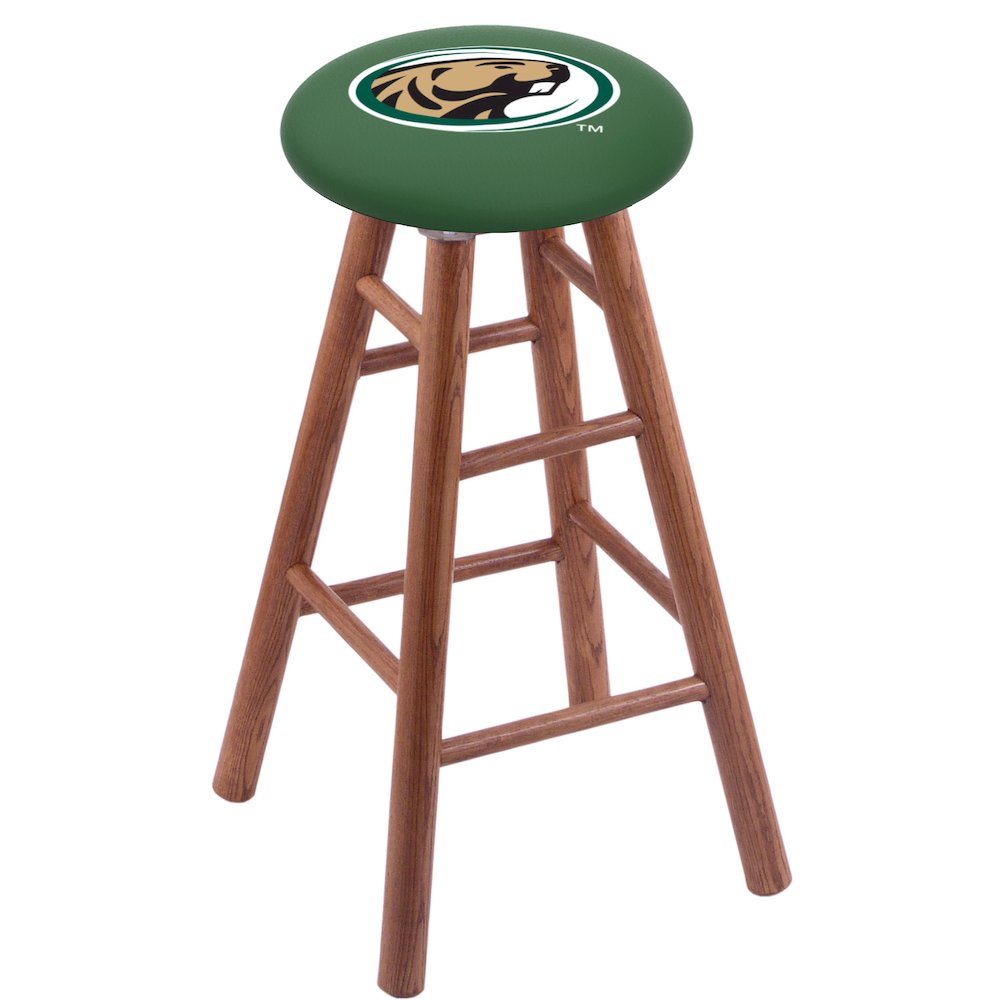 Oak Counter Stool in Medium Finish with Bemidji State Seat. Picture 1