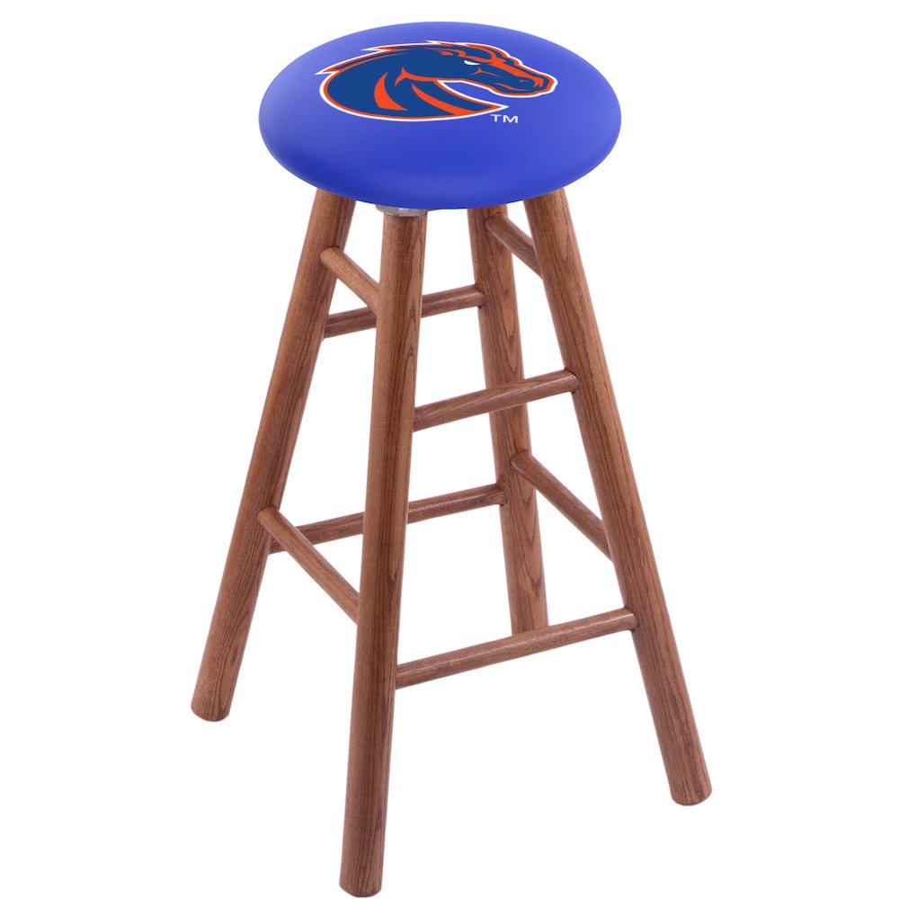 Oak Counter Stool in Medium Finish with Boise State Seat. Picture 1