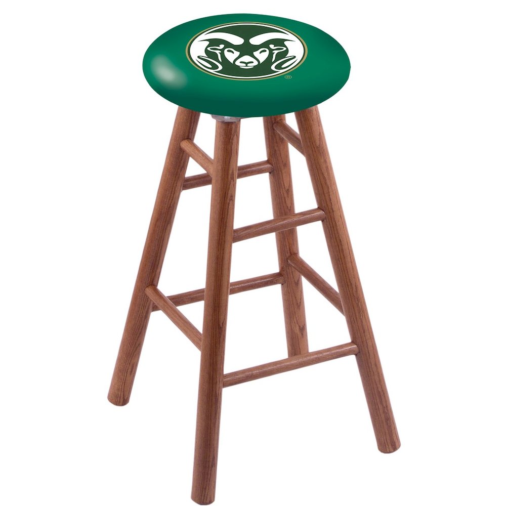 Oak Counter Stool in Medium Finish with Colorado State Seat. Picture 1