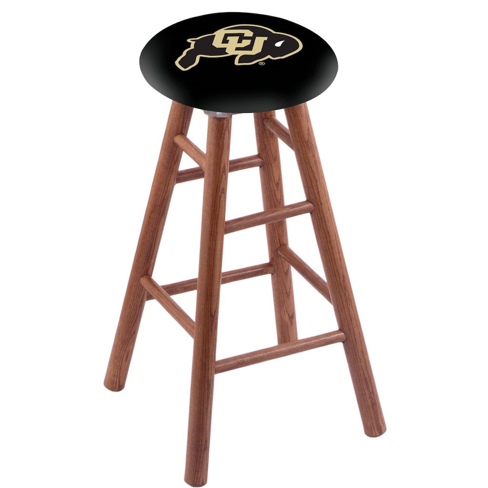 Oak Counter Stool in Medium Finish with Colorado Seat. Picture 1