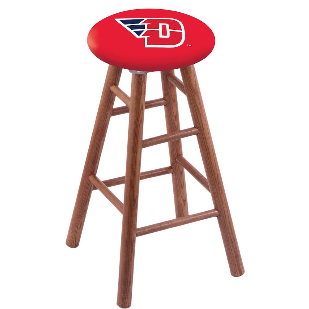 Oak Bar Stool in Medium Finish with University of Dayton Seat. Picture 1