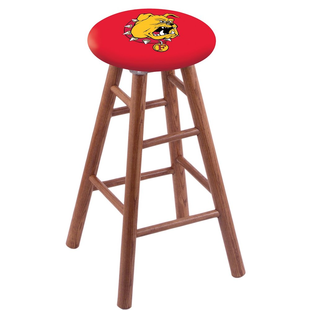 Oak Counter Stool in Medium Finish with Ferris State Seat. Picture 1
