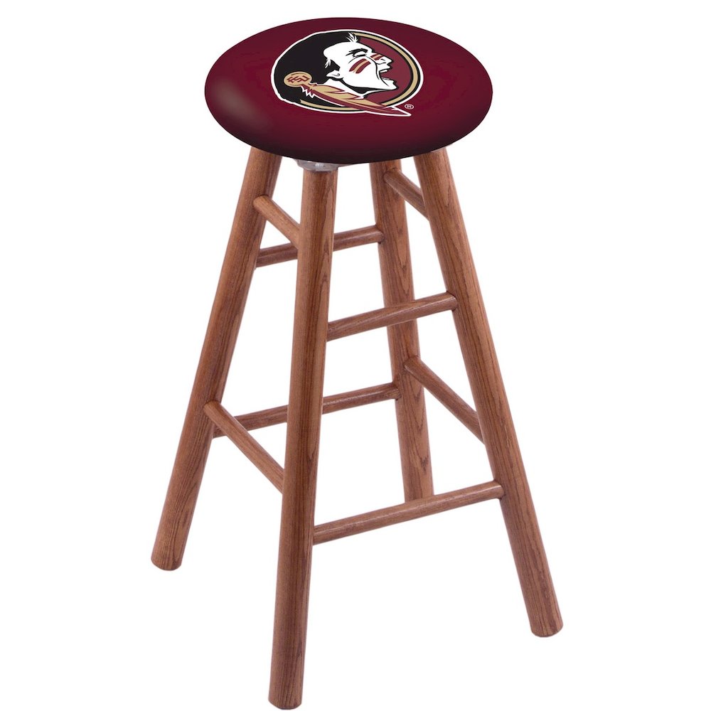 Oak Counter Stool in Medium Finish with Florida State (Head) Seat. Picture 1