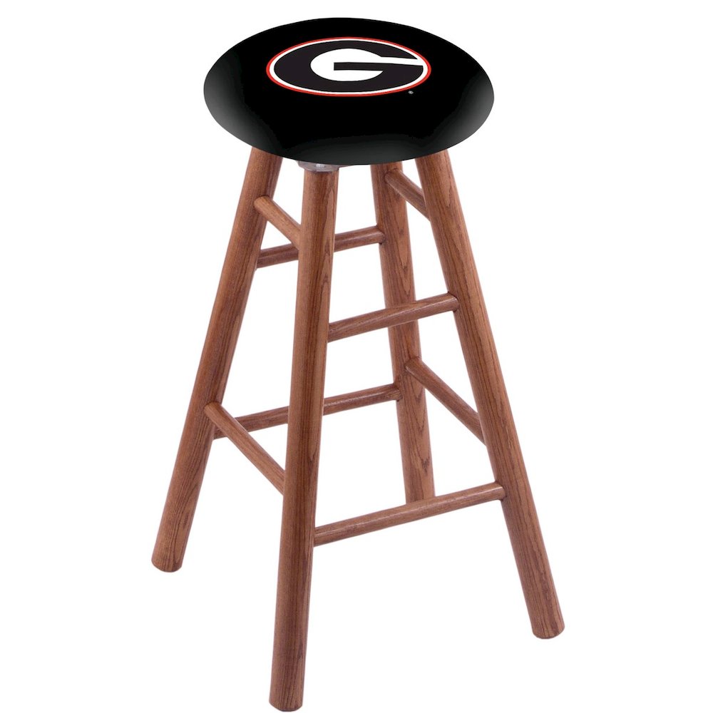 Oak Counter Stool in Medium Finish with Georgia "G" Seat. Picture 1