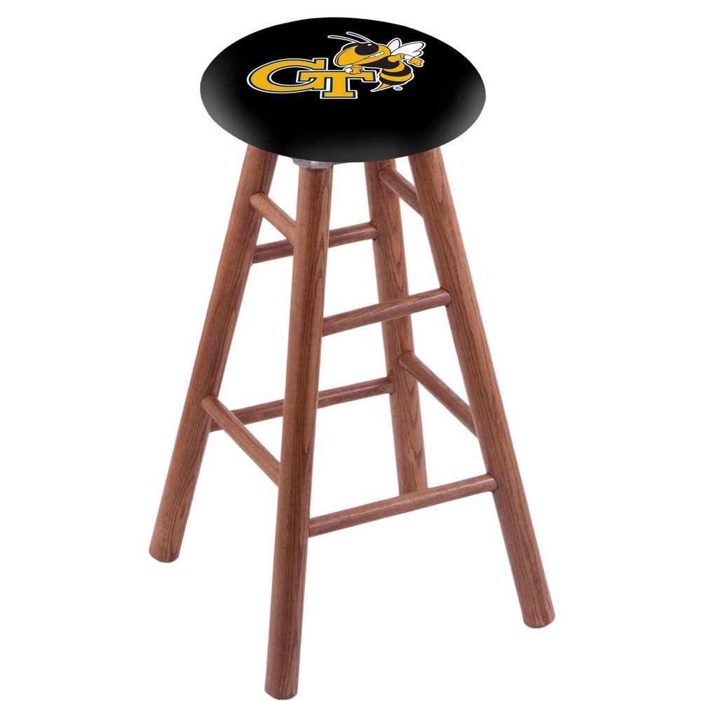 Oak Counter Stool in Medium Finish with Georgia Tech Seat. Picture 1