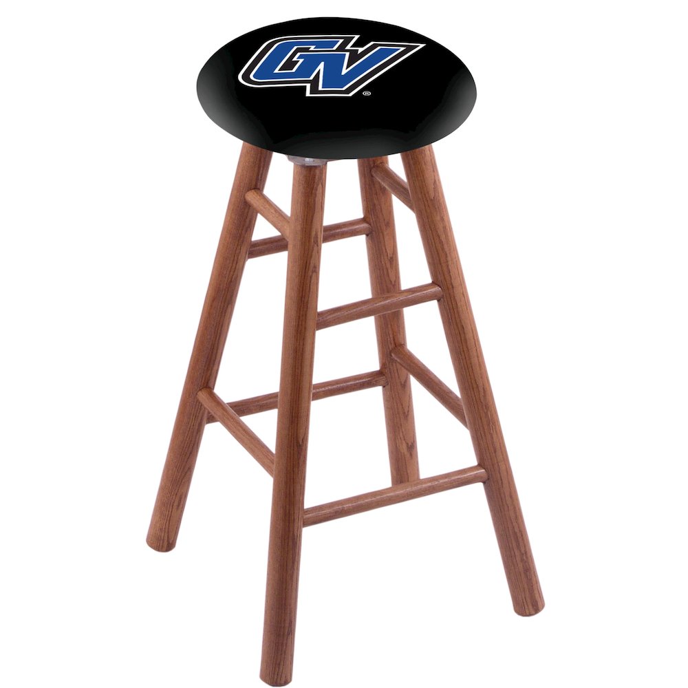 Oak Bar Stool in Medium Finish with Grand Valley State Seat. Picture 1