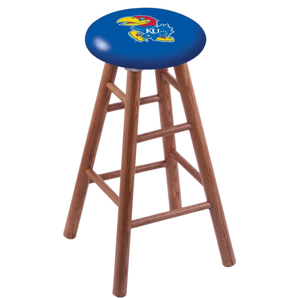 Oak Bar Stool in Medium Finish with Kansas Seat. Picture 1