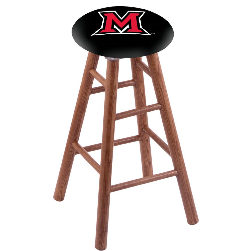 Oak Counter Stool in Medium Finish with Miami (OH) Seat. Picture 1