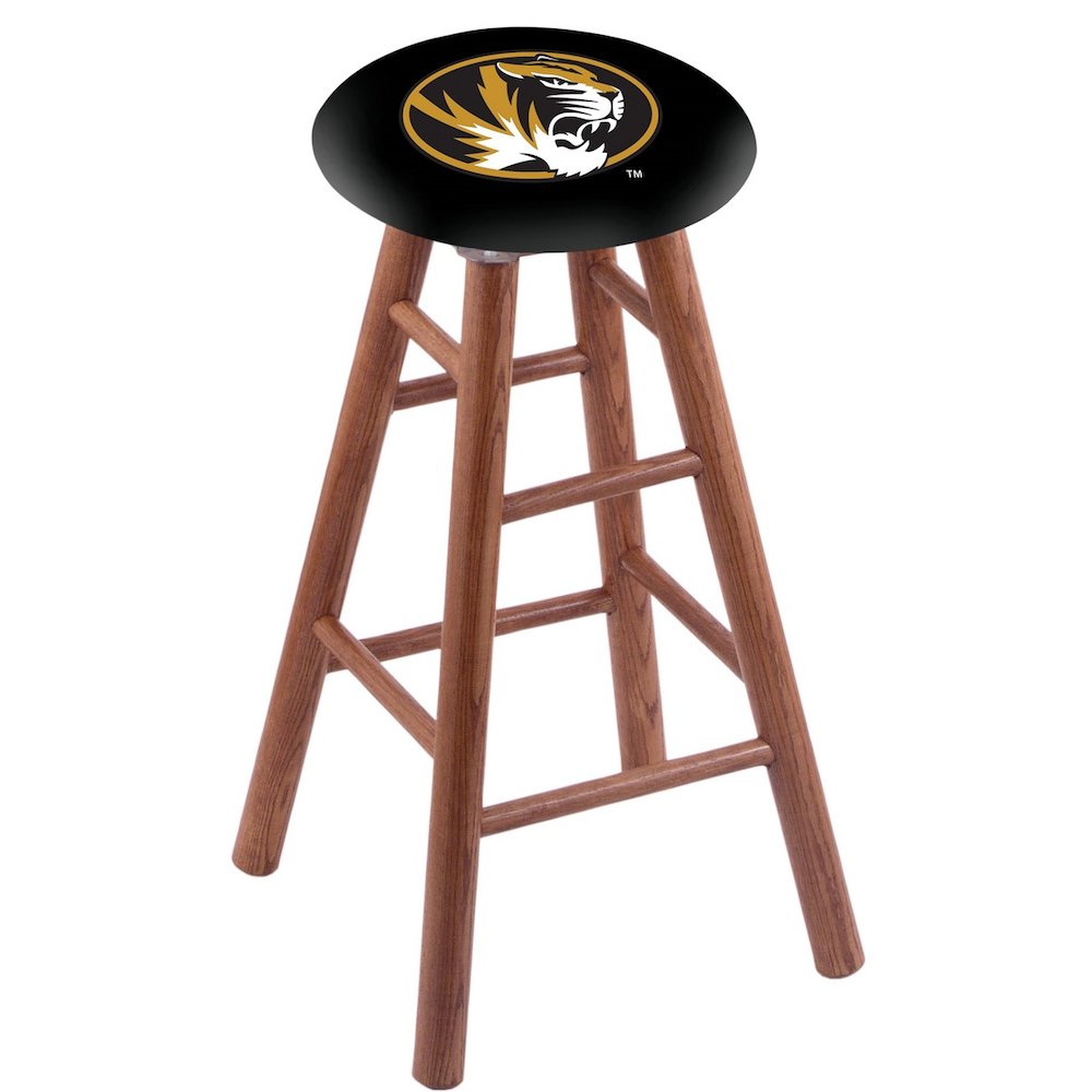 Oak Bar Stool in Medium Finish with Missouri Seat. Picture 1