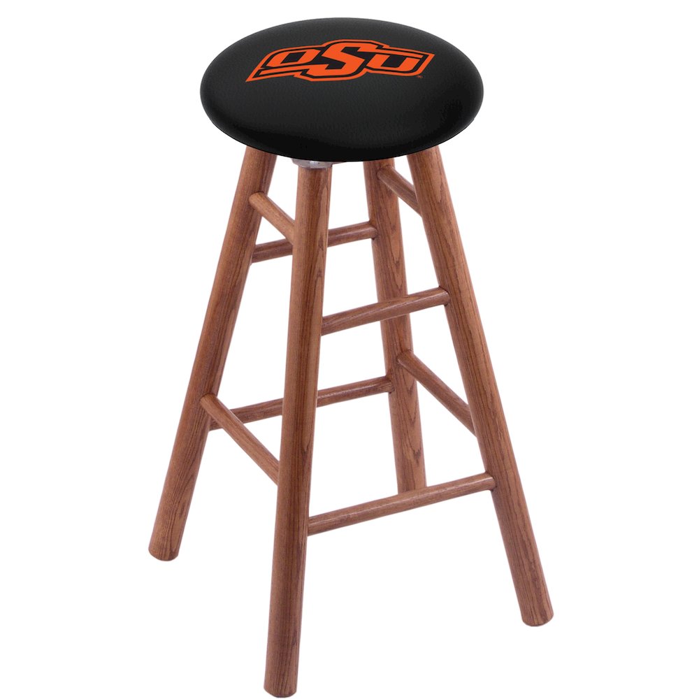 Oak Counter Stool in Medium Finish with Oklahoma State Seat. Picture 1