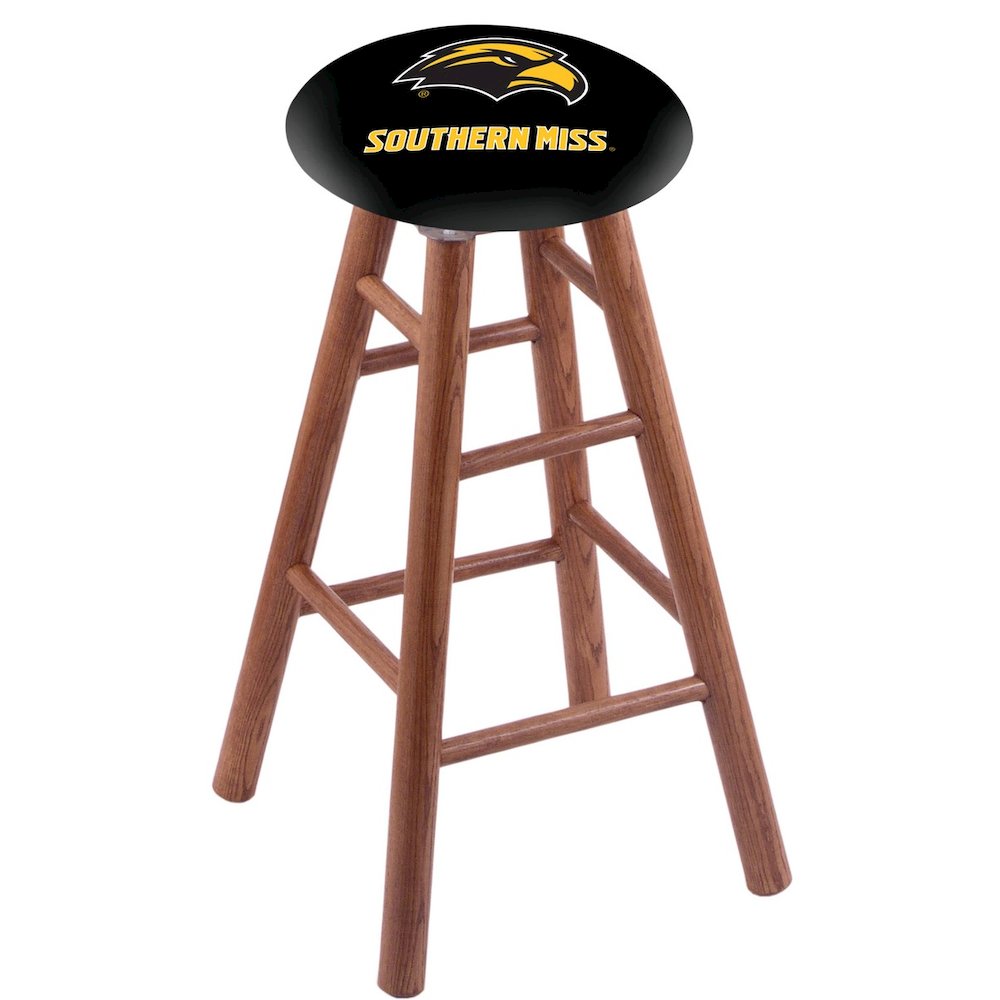 Oak Counter Stool in Medium Finish with Southern Miss Seat. Picture 1