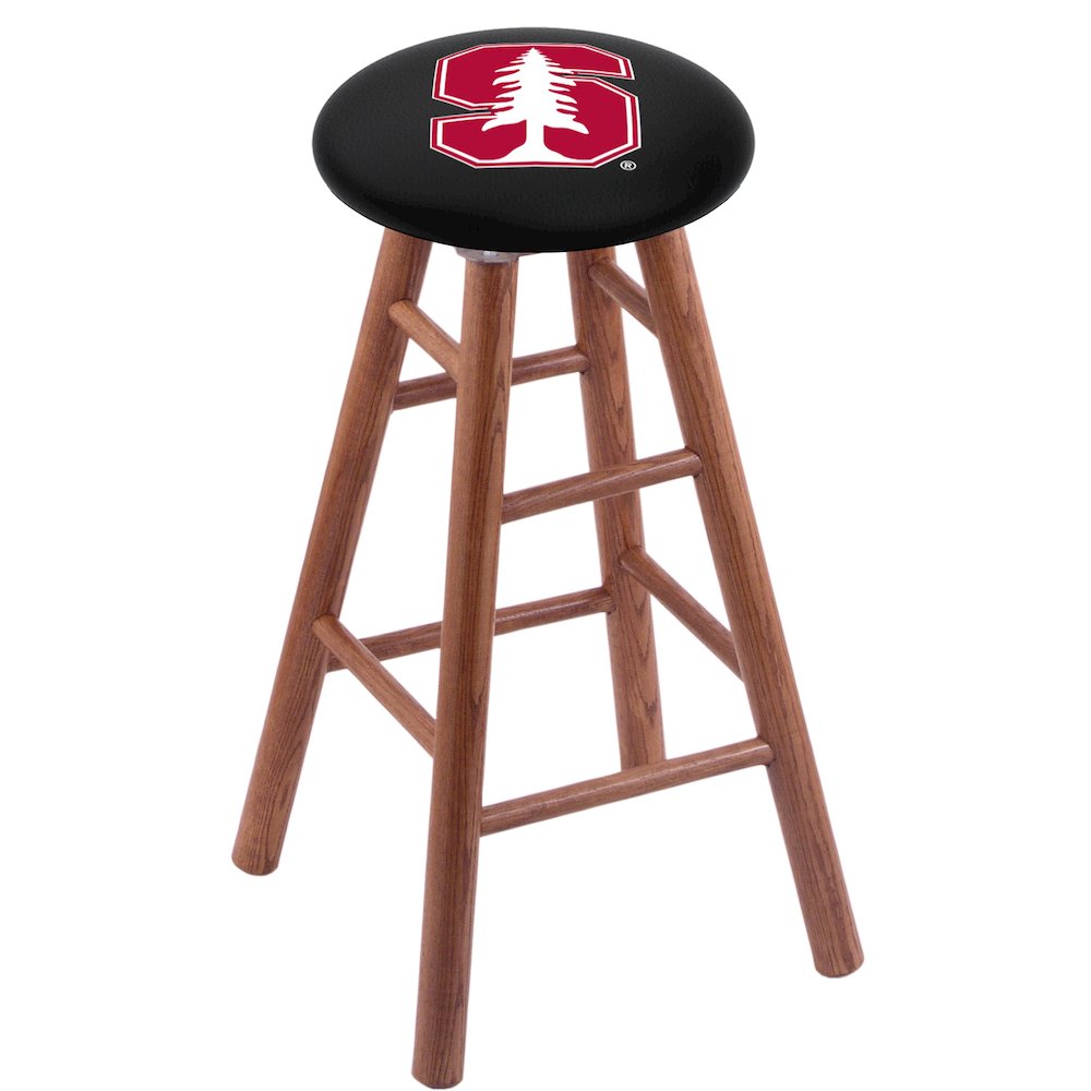 Oak Counter Stool in Medium Finish with Stanford Seat. Picture 1