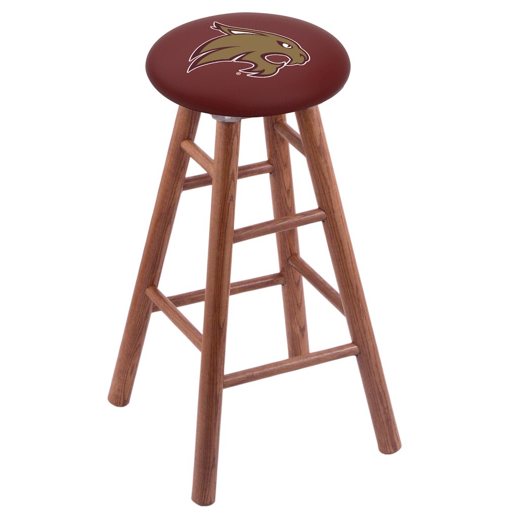 Oak Counter Stool in Medium Finish with Texas State Seat. Picture 1