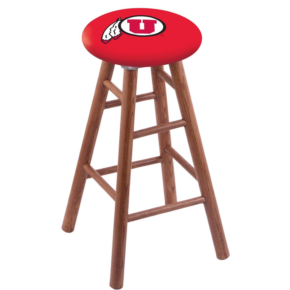 Oak Counter Stool in Medium Finish with Utah Seat. Picture 1