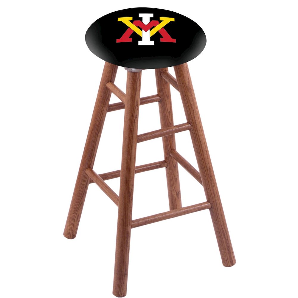 Oak Counter Stool in Medium Finish with Virginia Military Institute Seat. Picture 1