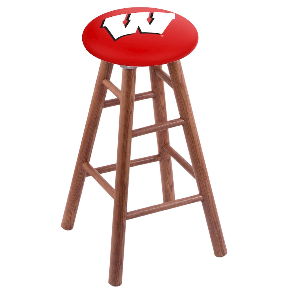 Oak Counter Stool in Medium Finish with Wisconsin "W" Seat. Picture 1