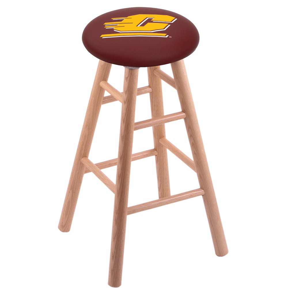 Oak Counter Stool in Natural Finish with Central Michigan Seat. Picture 1
