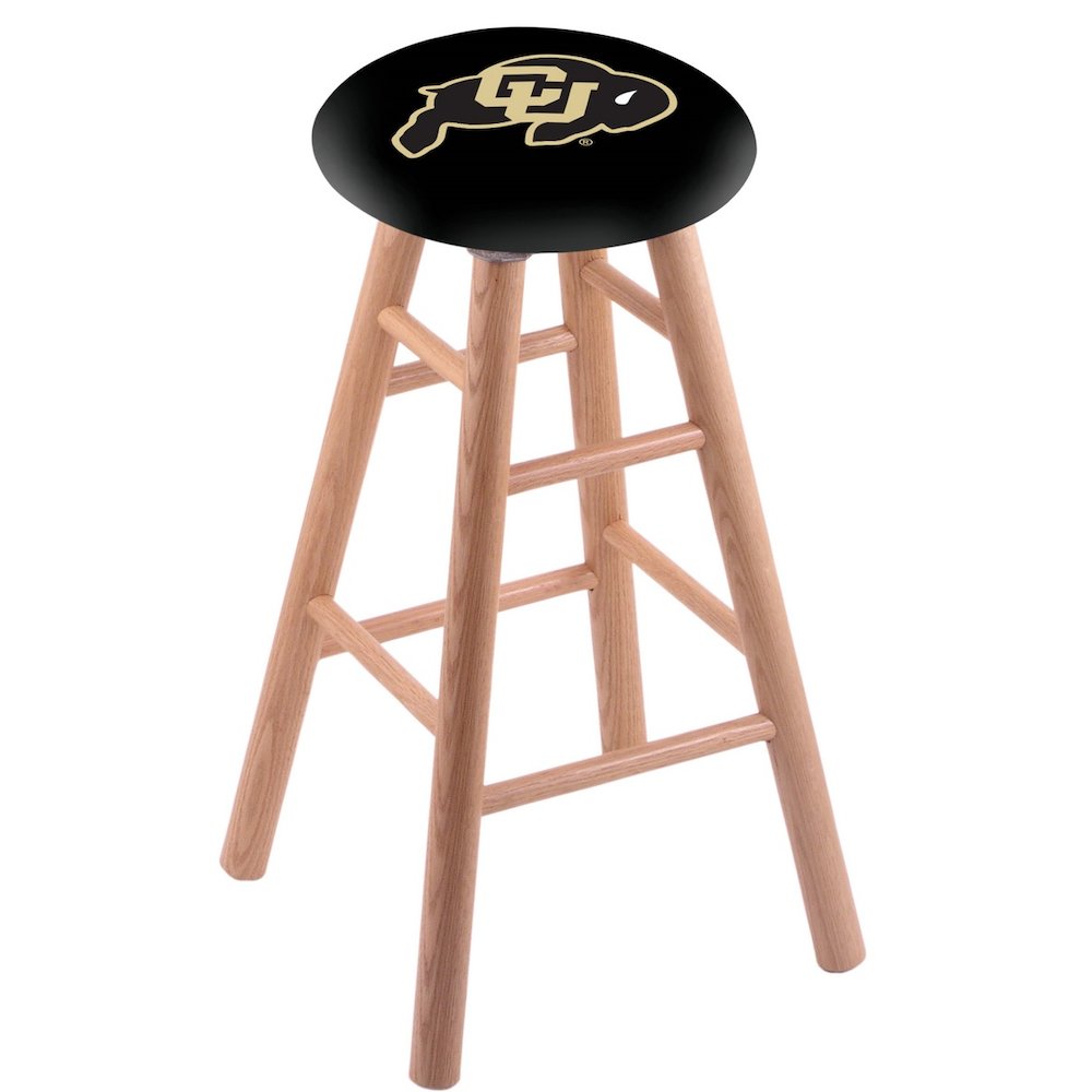 Oak Extra Tall Bar Stool in Natural Finish with Colorado Seat. Picture 1