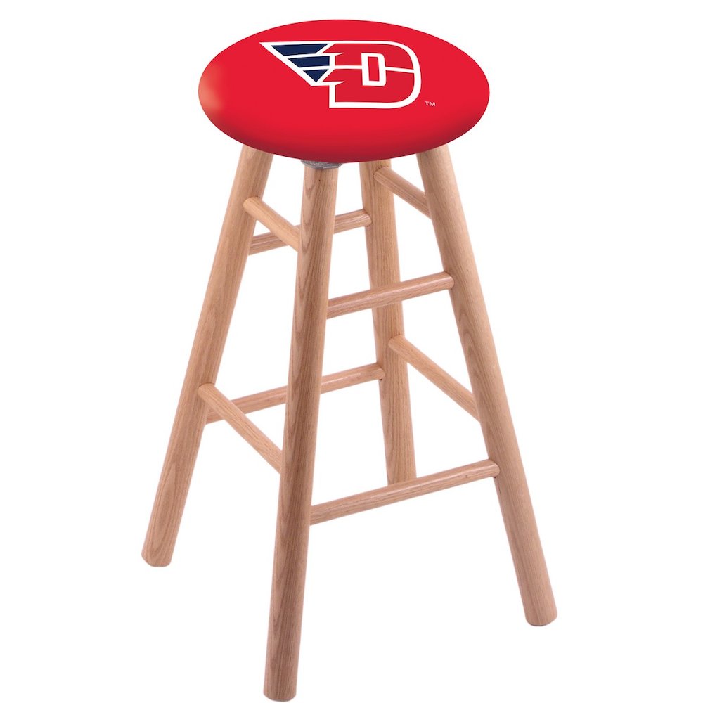 Oak Counter Stool in Natural Finish with University of Dayton Seat. Picture 1