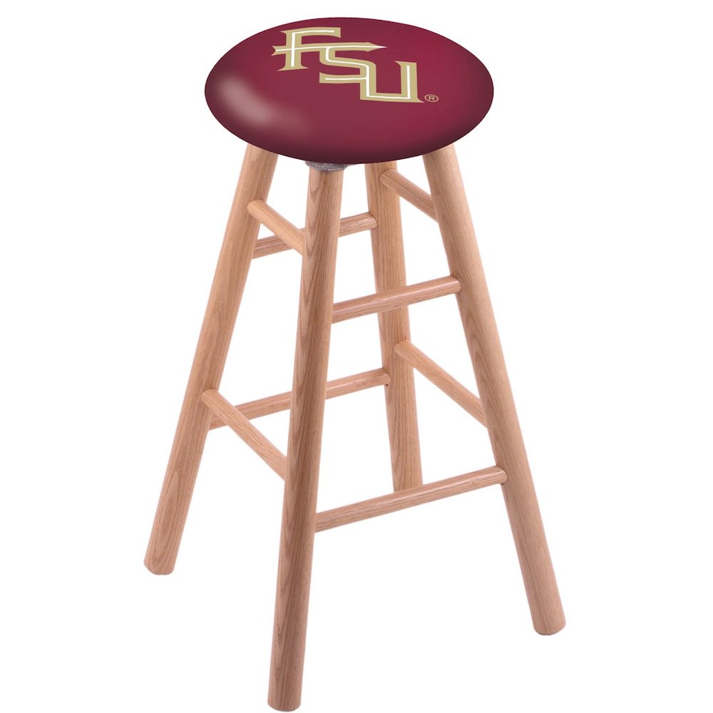Oak Counter Stool in Natural Finish with Florida State (Script) Seat. Picture 1
