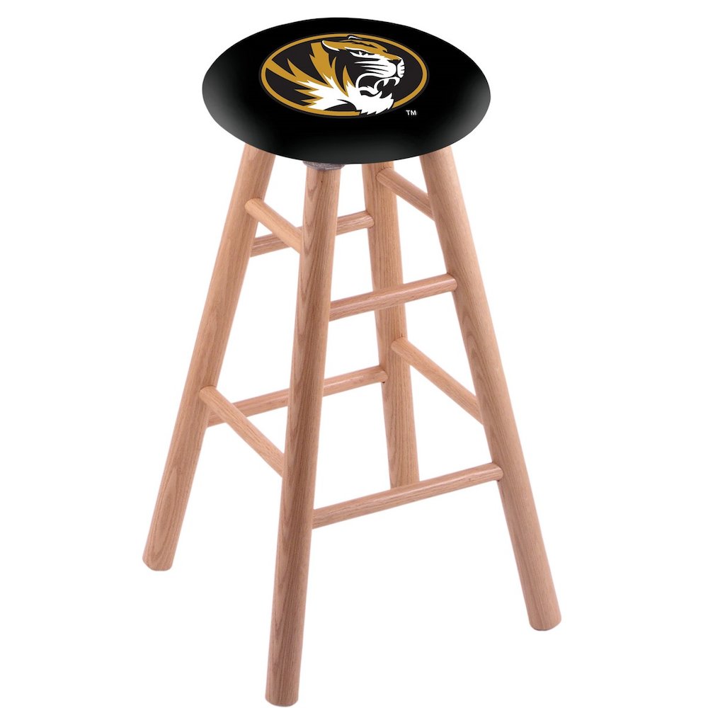 Oak Extra Tall Bar Stool in Natural Finish with Missouri Seat. Picture 1