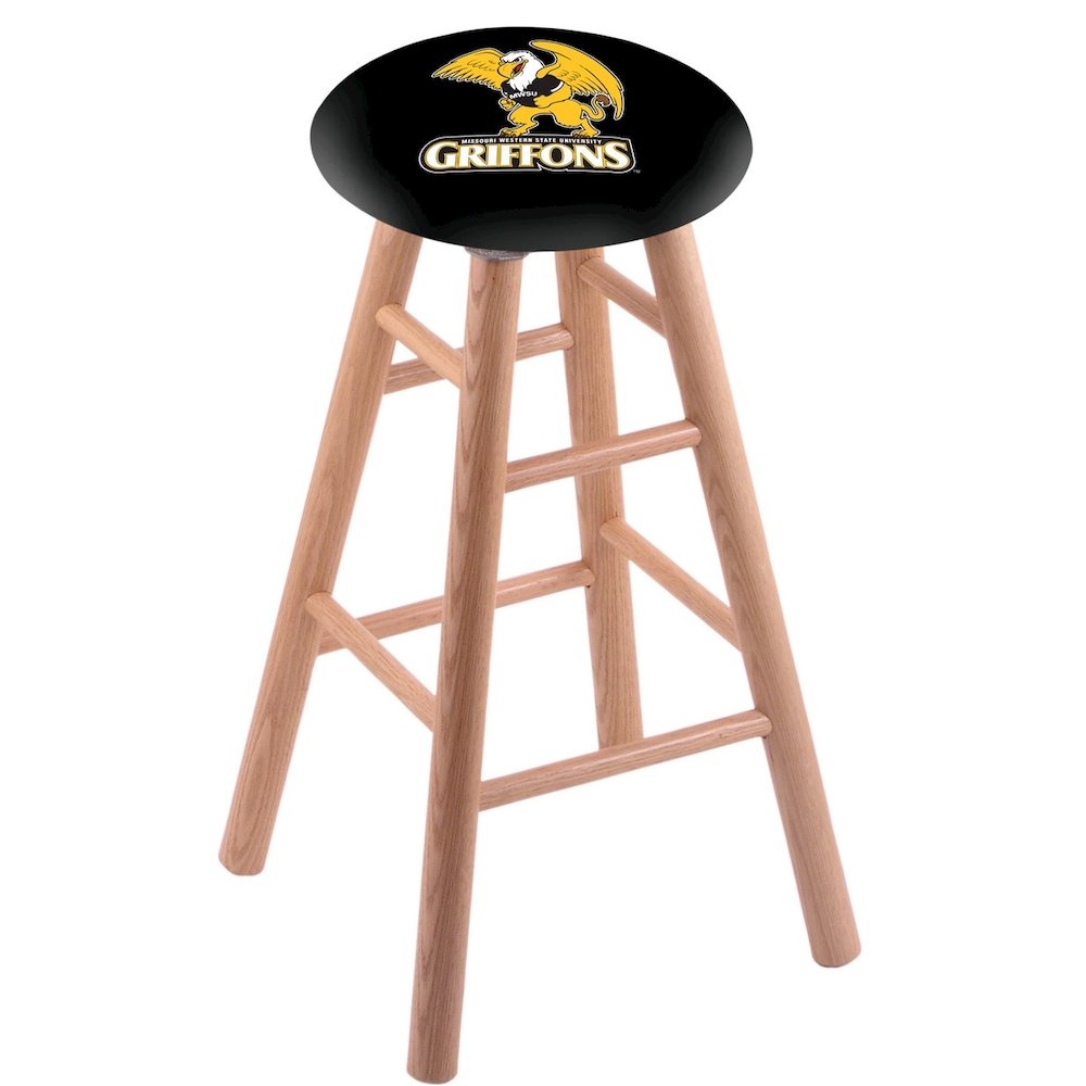Oak Counter Stool in Natural Finish with Missouri Western State Seat. Picture 1