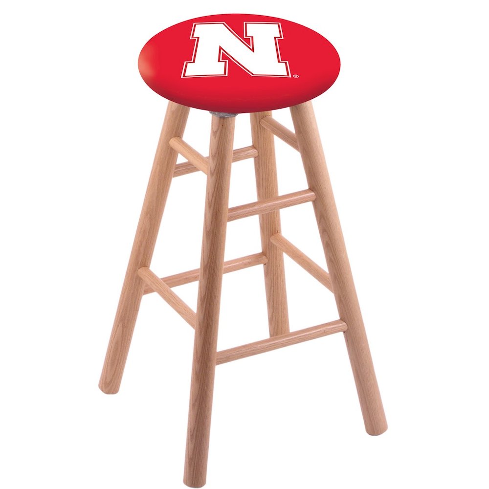 Oak Counter Stool in Natural Finish with Nebraska Seat. Picture 1