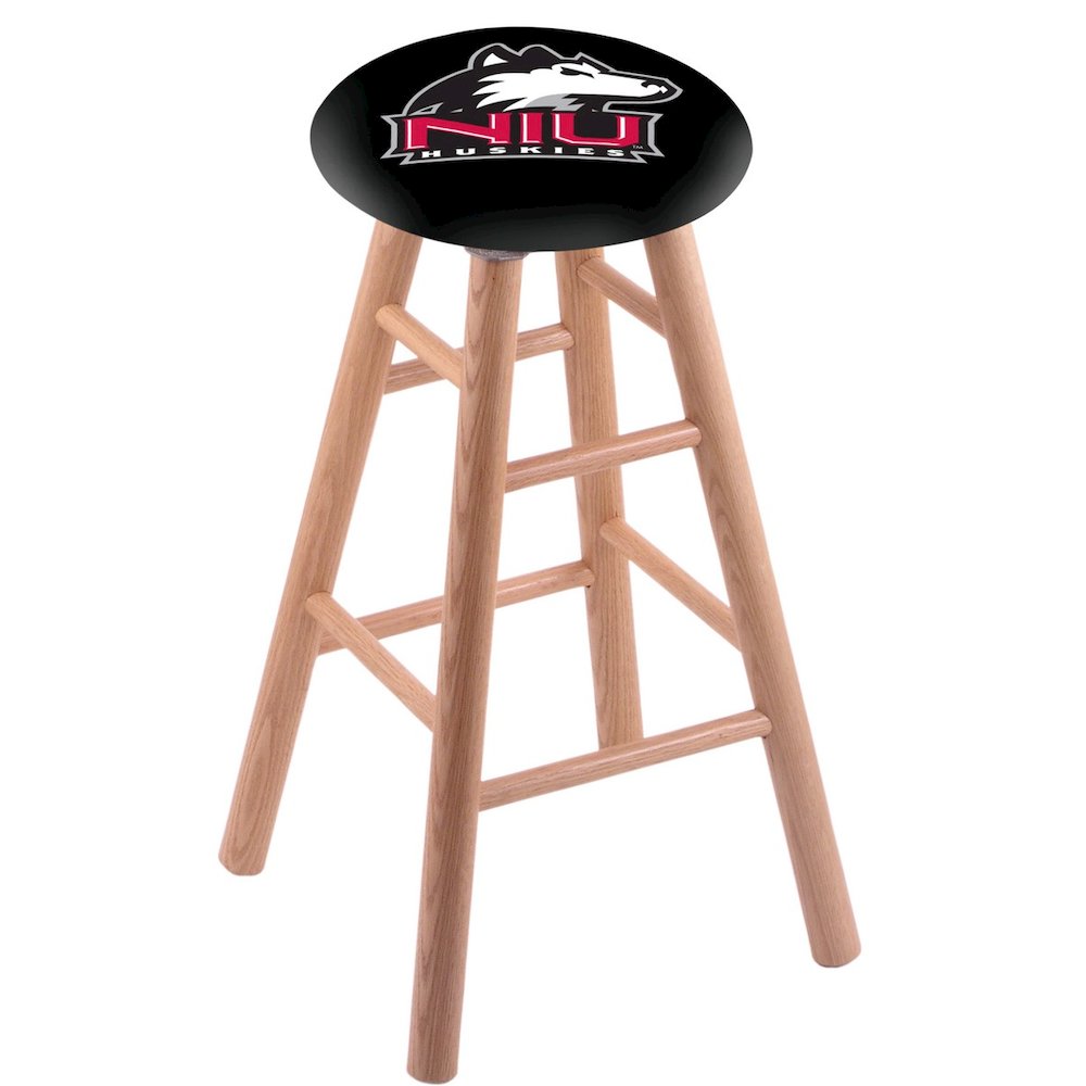 Oak Counter Stool in Natural Finish with Northern Illinois Seat. Picture 1