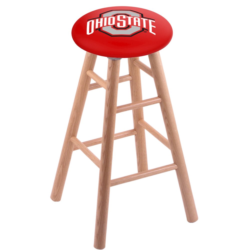 Oak Counter Stool in Natural Finish with Ohio State Seat. Picture 1