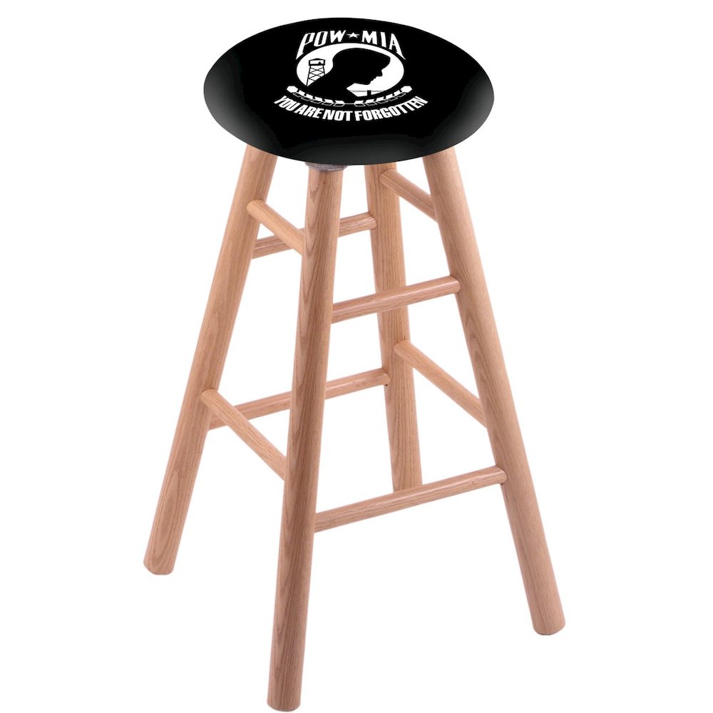 Oak Counter Stool in Natural Finish with POW/MIA Seat. Picture 1