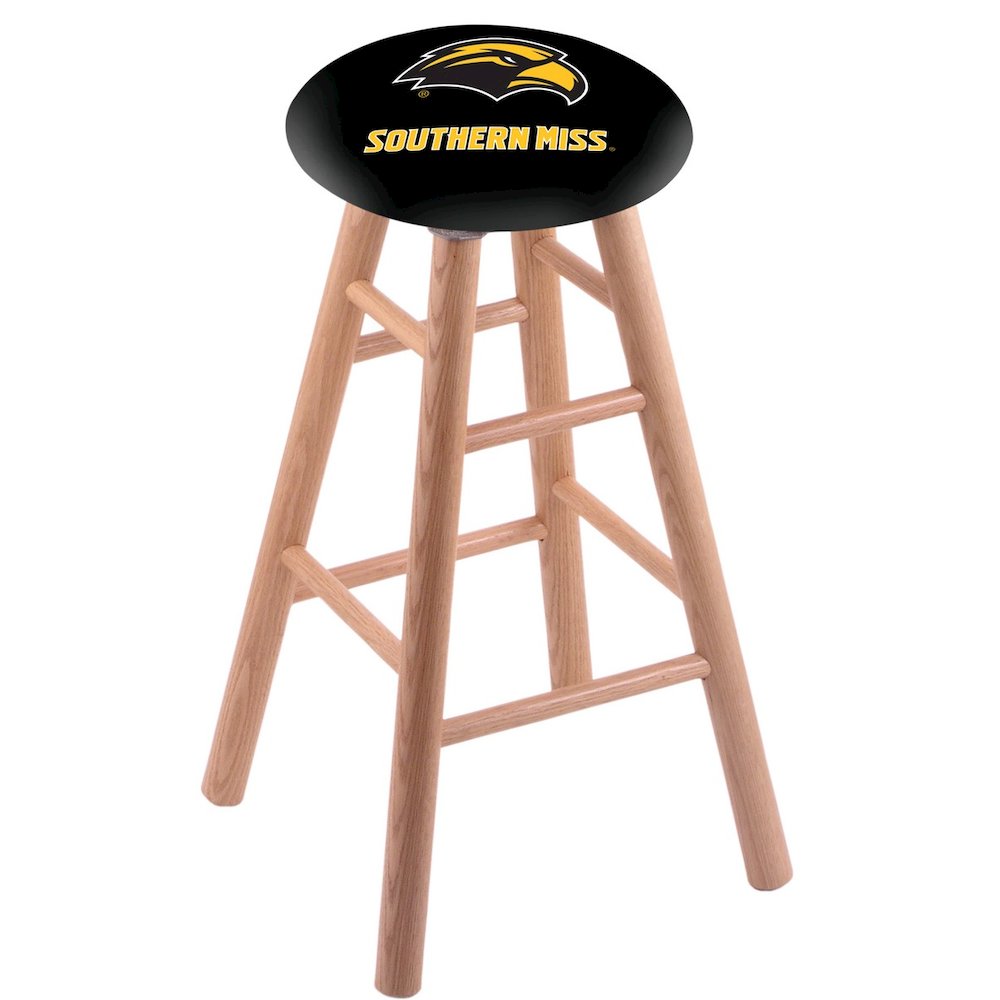 Oak Counter Stool in Natural Finish with Southern Miss Seat. Picture 1