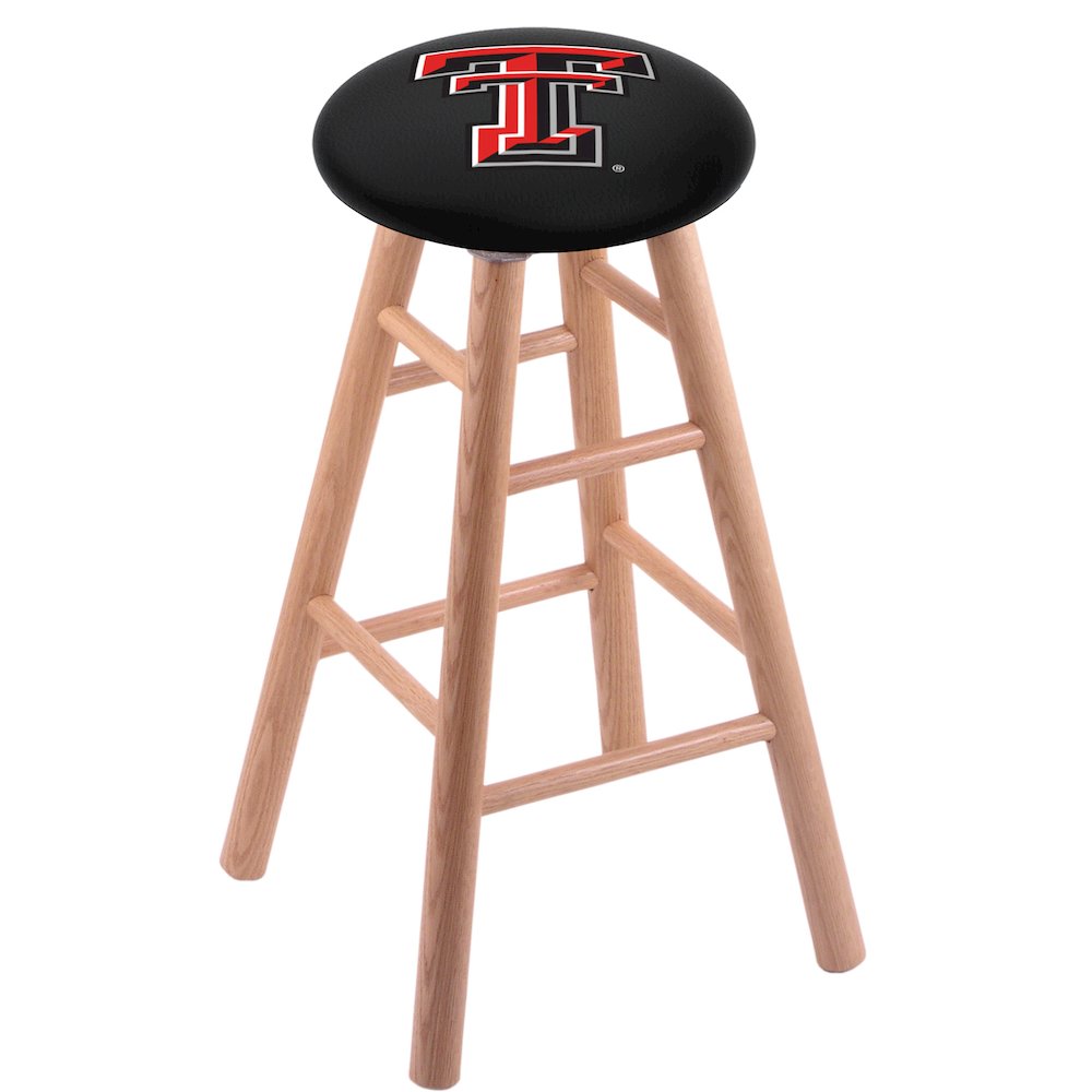 Oak Counter Stool in Natural Finish with Texas Tech Seat. Picture 1