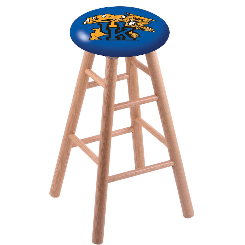 Oak Bar Stool in Natural Finish with Kentucky "Wildcat" Seat. Picture 1