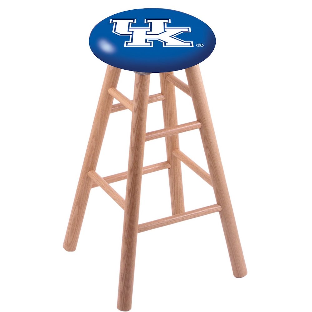 Oak Bar Stool in Natural Finish with Kentucky "UK" Seat. Picture 1