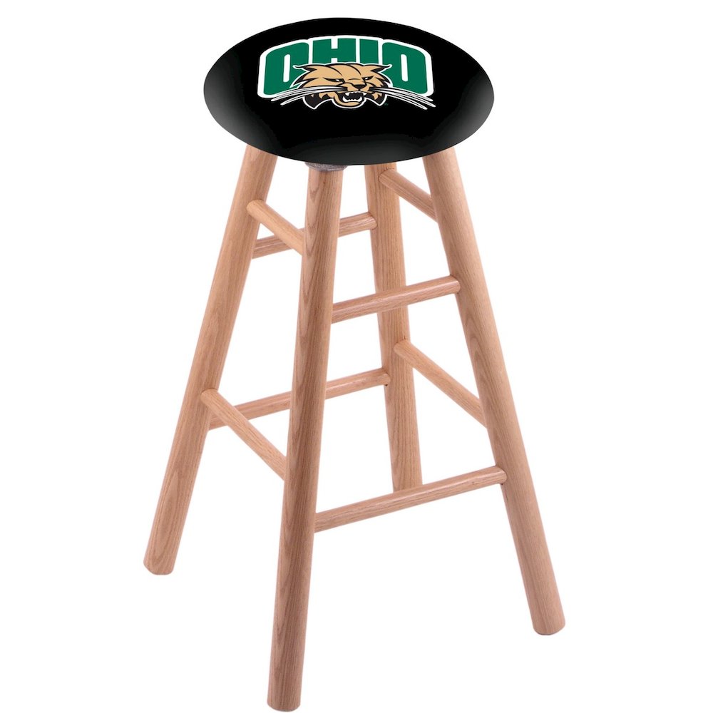 Oak Counter Stool in Natural Finish with Ohio University Seat. Picture 1