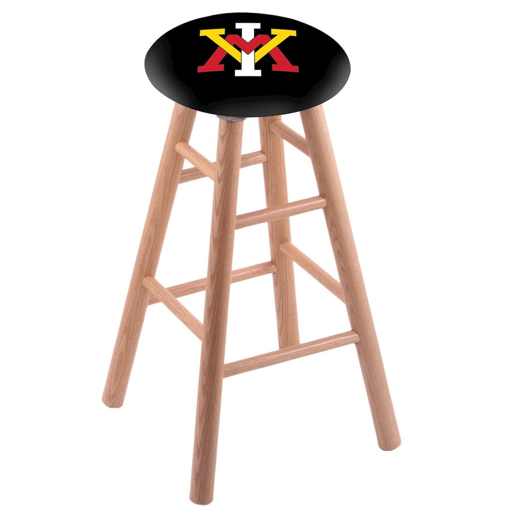 Oak Counter Stool in Natural Finish with Virginia Military Institute Seat. Picture 1