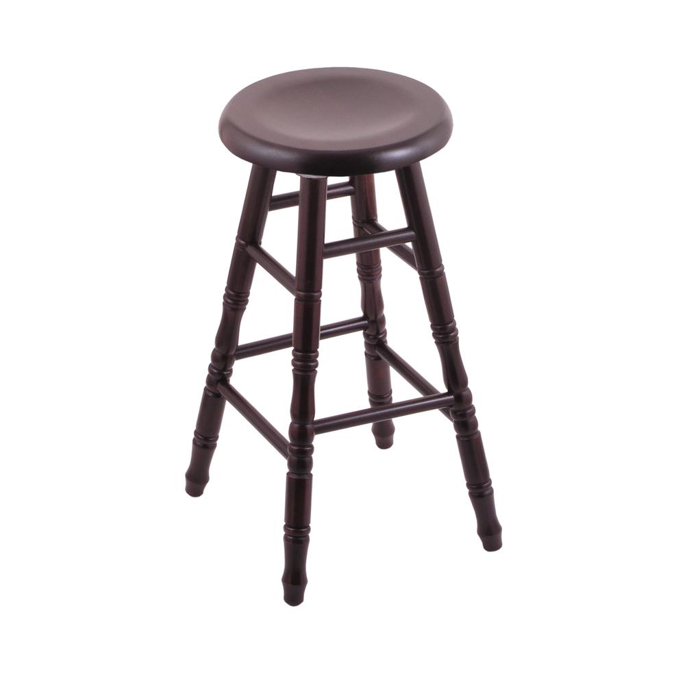 Maple Saddle Dish 30" Swivel Bar Stool with Turned Legs, Dark Cherry Finish. Picture 1