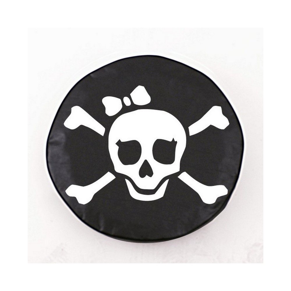 Pirate Girl (White on Black) Tire Cover. Picture 1