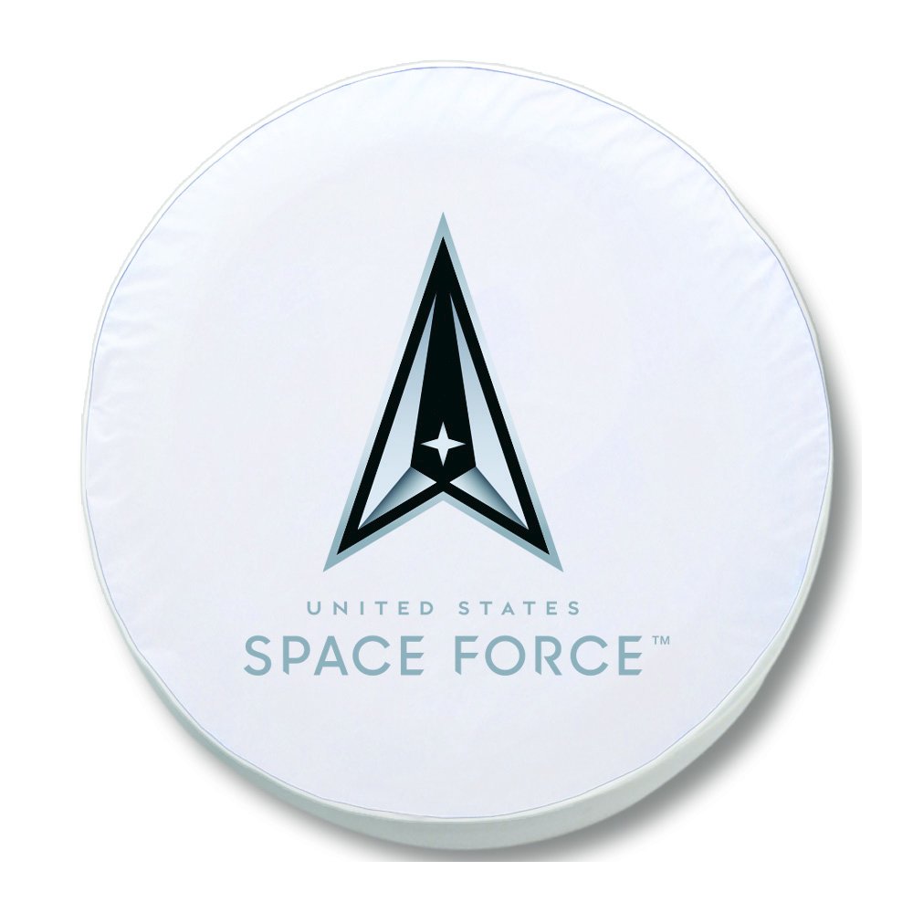 United States Space Force Tire Cover - Size Z - (33"x12.5") on White Vinyl. Picture 1
