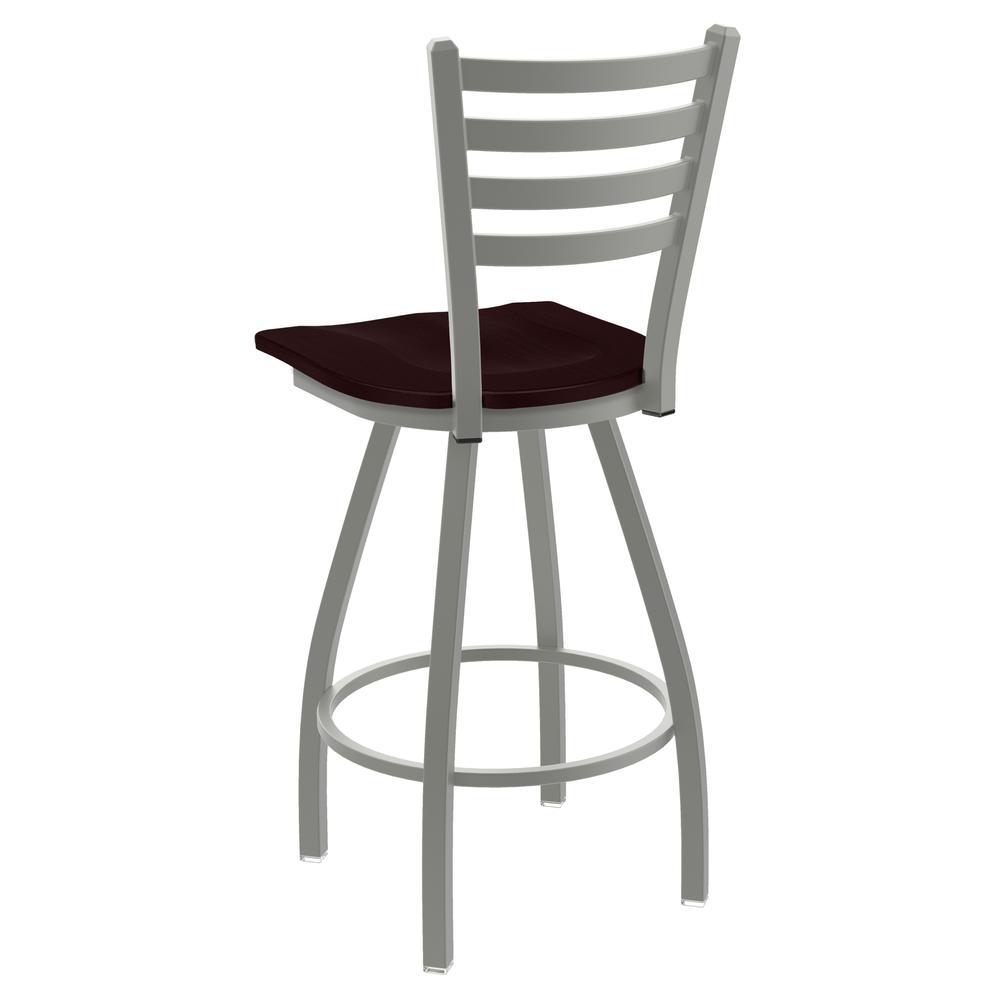XL 410 Jackie 25" Swivel Counter Stool with Anodized Nickel Finish and Dark Cherry Oak Seat. Picture 2
