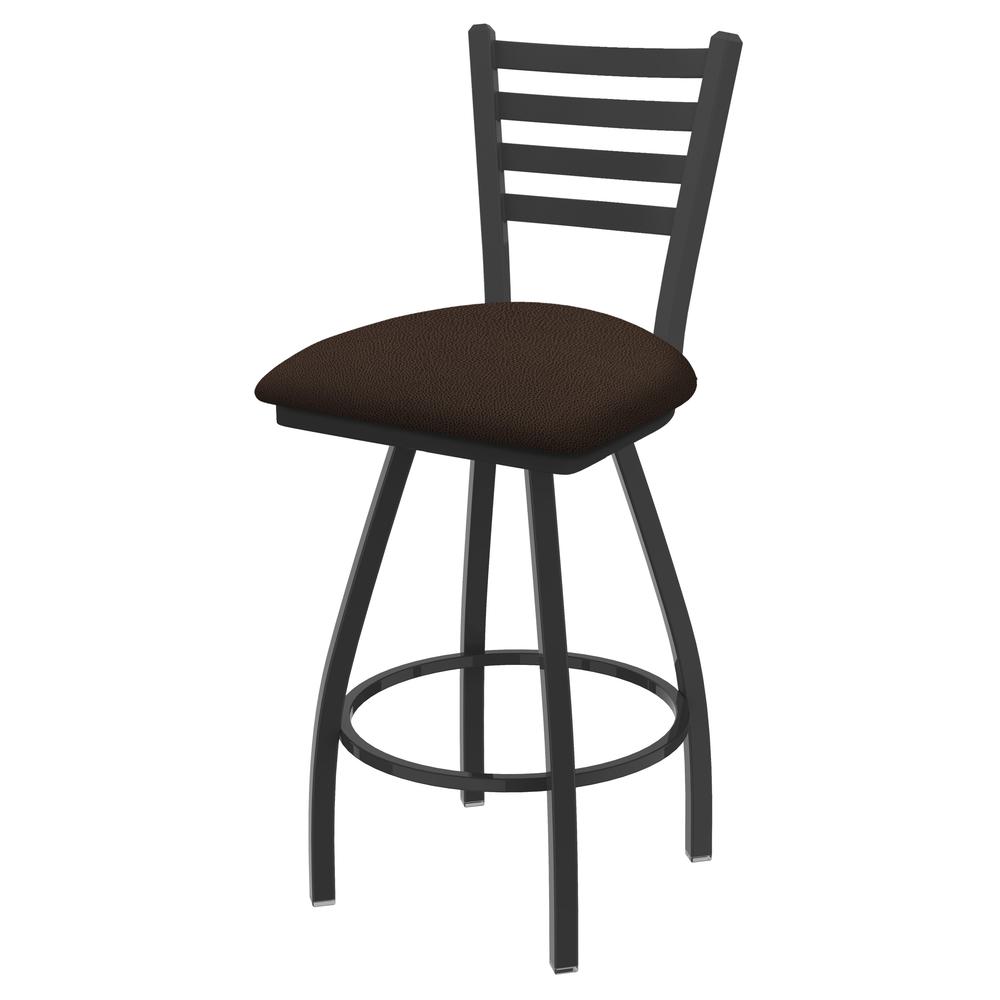 XL 410 Jackie 25" Swivel Counter Stool with Pewter Finish and Rein Coffee Seat. Picture 1