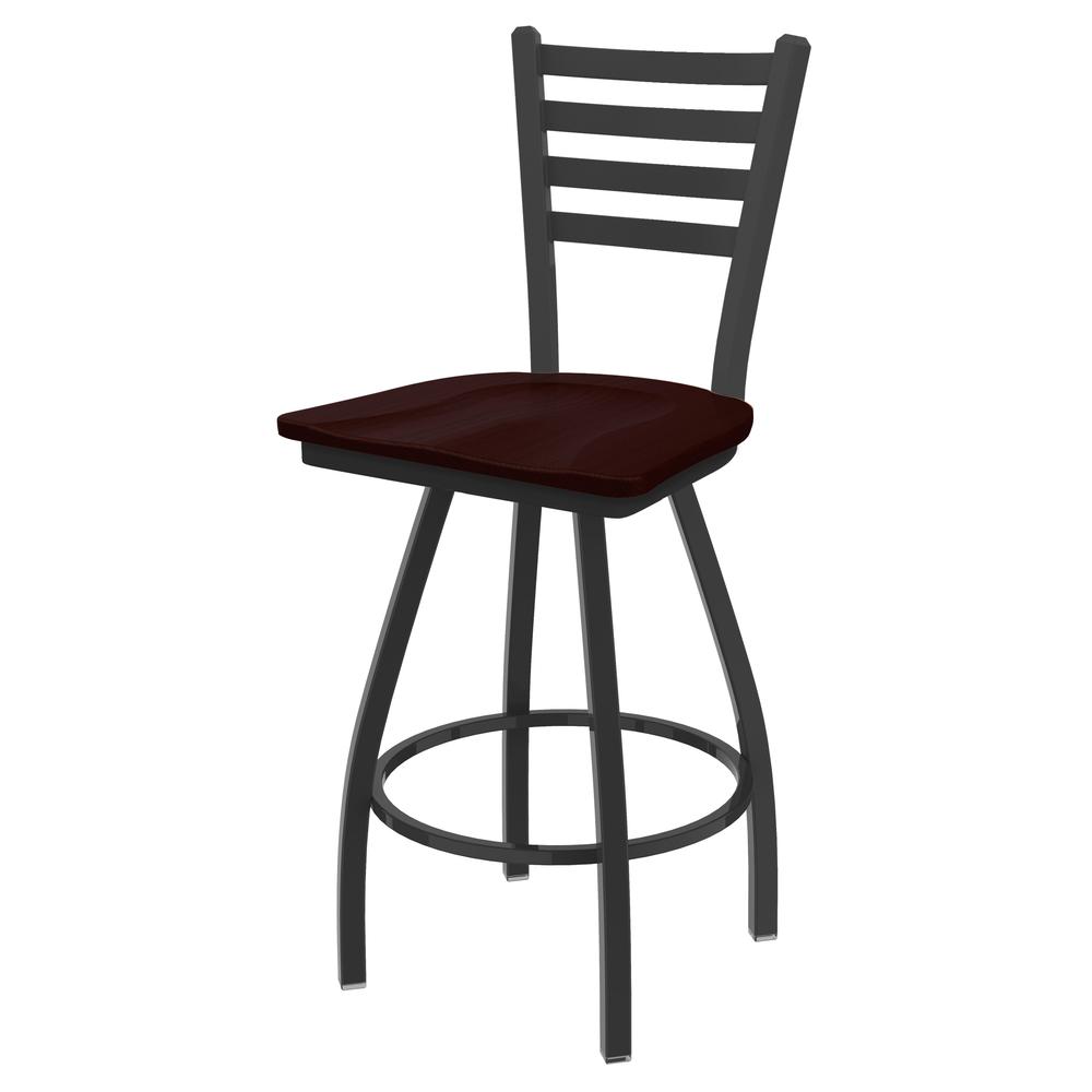 XL 410 Jackie 25" Swivel Counter Stool with Pewter Finish and Dark Cherry Oak Seat. Picture 1