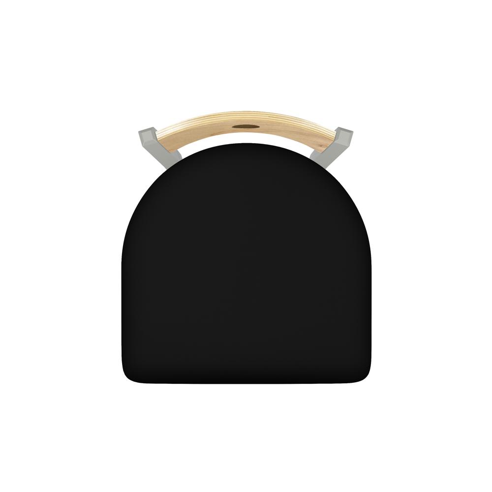 XL 830 Voltaire 25" Swivel Counter Stool with Anodized Nickel Finish, Natural Back, and Black Vinyl Seat. Picture 2