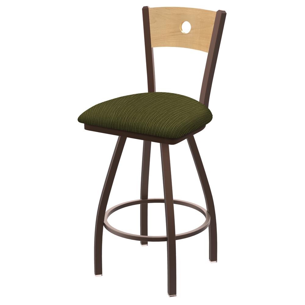 XL 830 Voltaire 25" Swivel Counter Stool with Bronze Finish, Natural Back, and Graph Parrot Seat. Picture 1