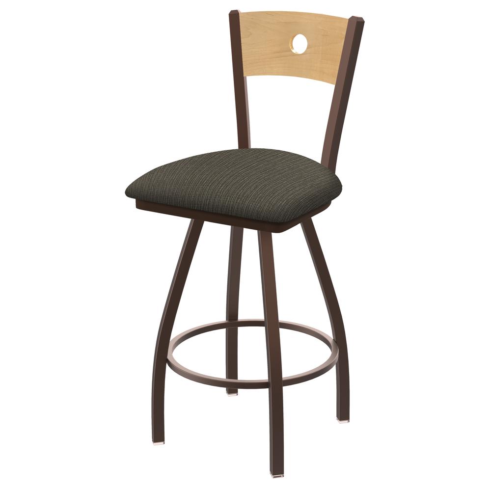XL 830 Voltaire 25" Swivel Counter Stool with Bronze Finish, Natural Back, and Graph Chalice Seat. Picture 1
