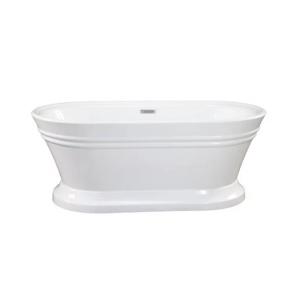 Solace 59" x 30" Freestanding Soaking Acrylic Bathtub. Picture 2