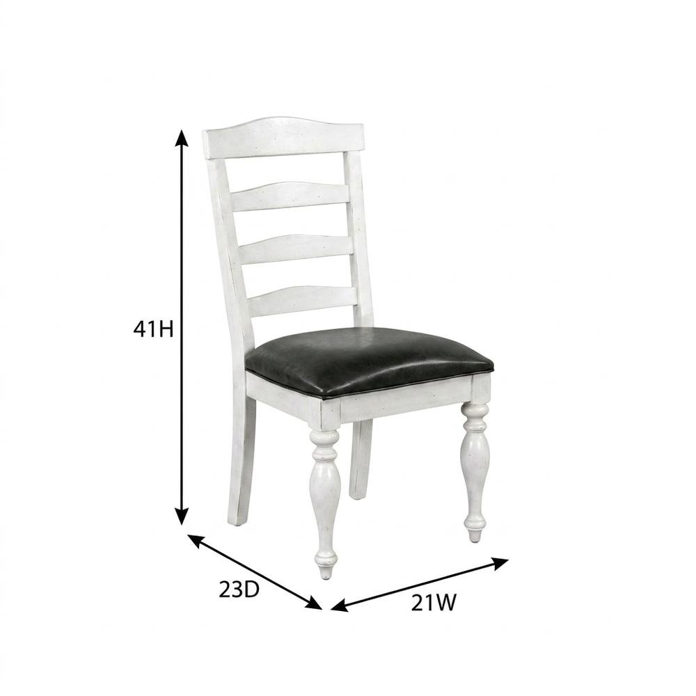 White Ladderback Dining Chairs Set of 2 with Farmhouse Style. Picture 8