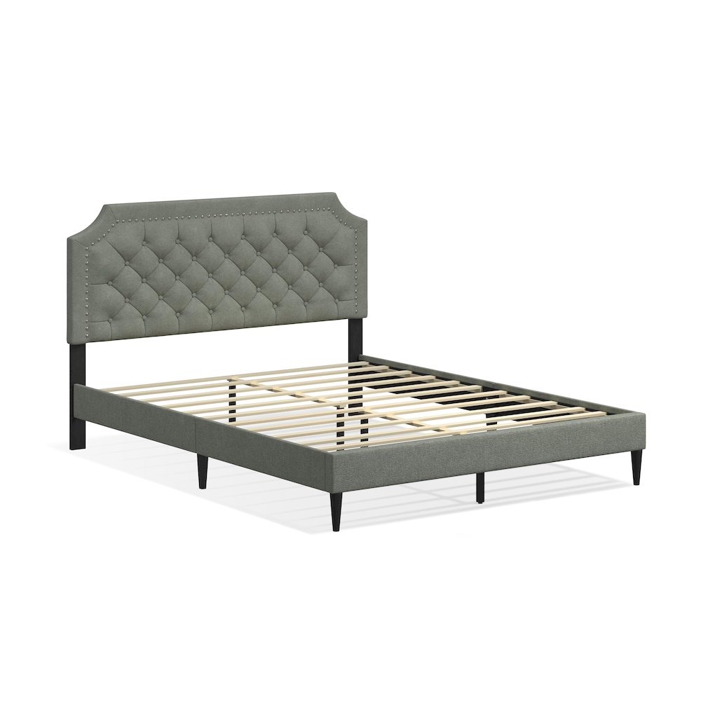 Hanfield Queen Platform Bed Stone(Light). Picture 3