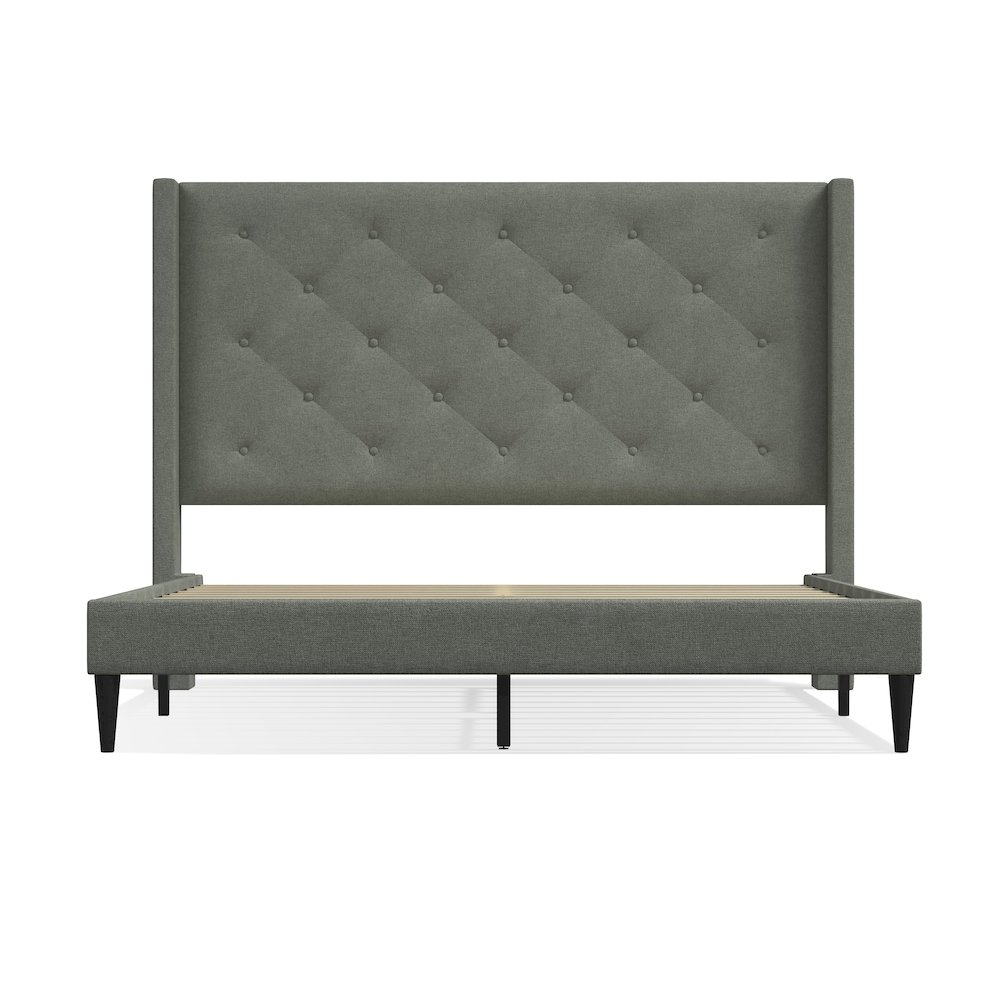 Carrington Queen Platform Bed Stone(Light). Picture 1